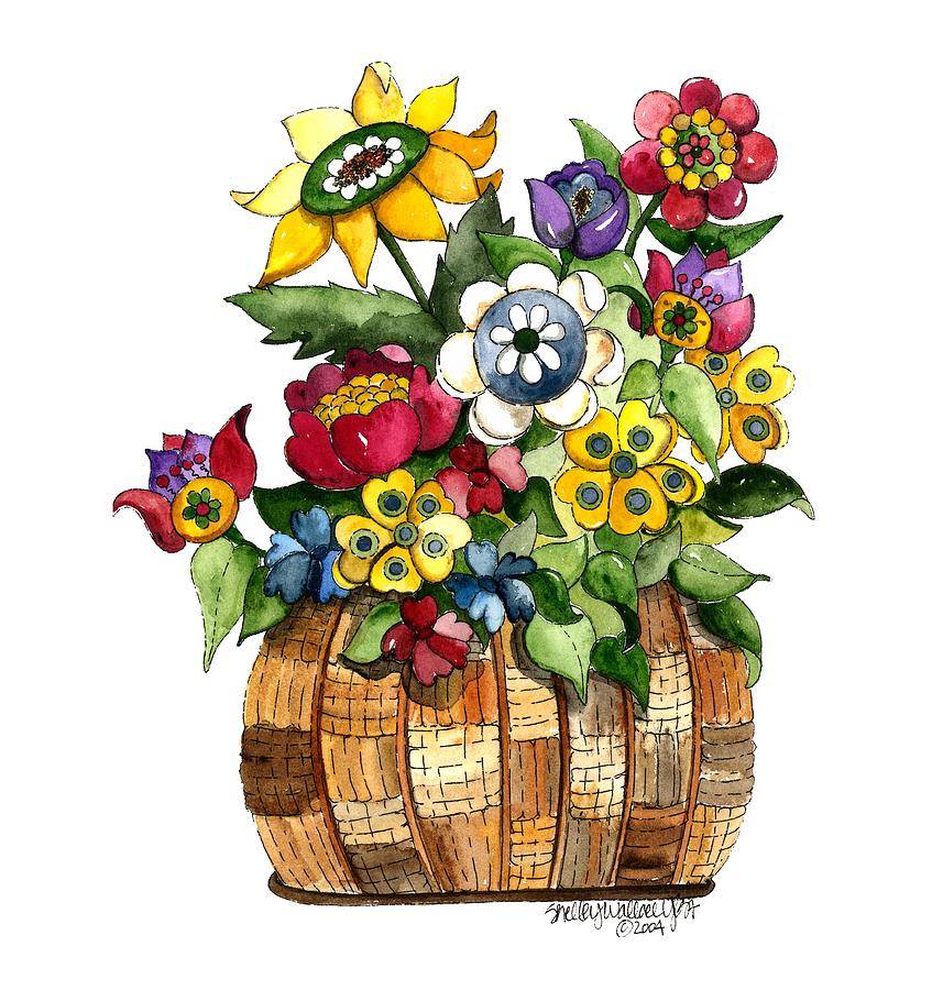 A Lovely Basket of Flowers Painting by Shelley Wallace Ylst