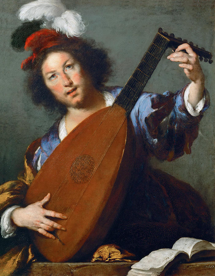 Bernardo Strozzi Painting - A Lute-player by Bernardo Strozzi