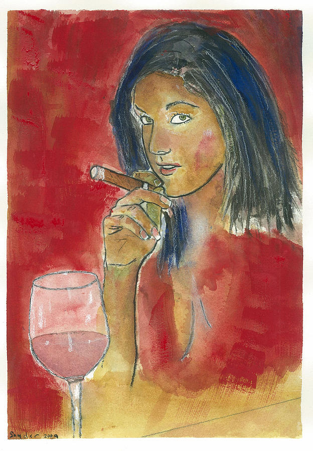 Wine Painting - A Macanudo A Jug of Wine and Thou. by Charles Snyder