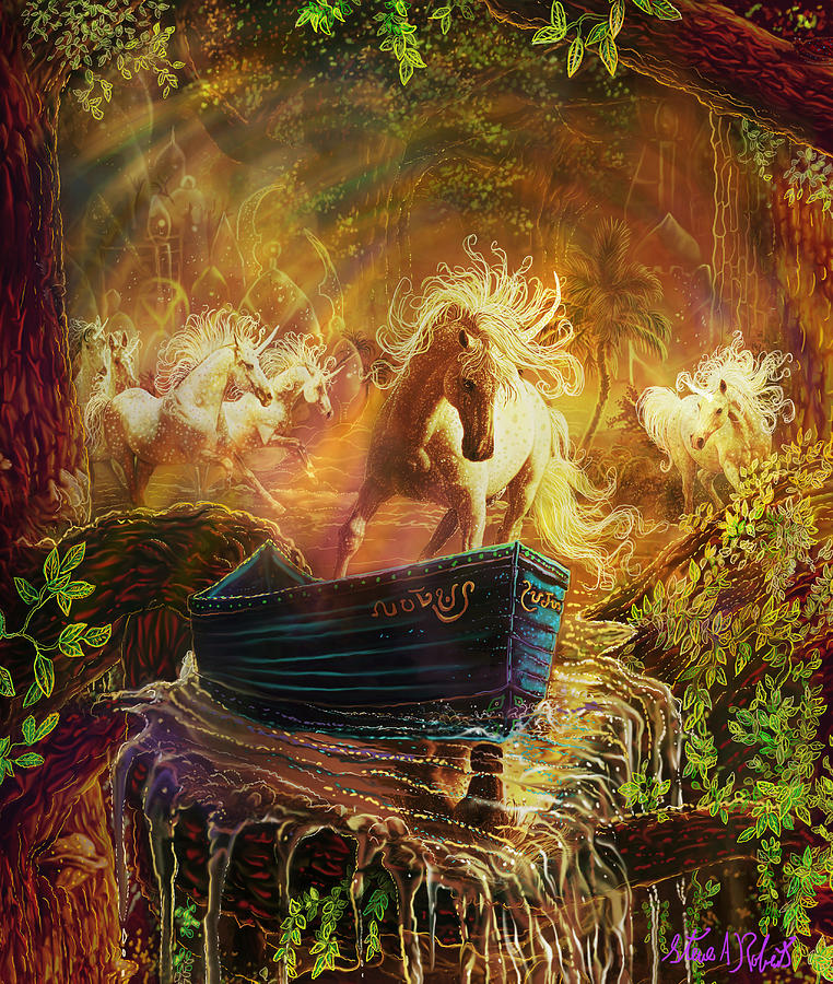 Fantasy Painting - A Magical Boat Ride by Steve Roberts