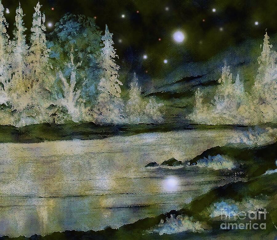A Magical Winter Night Painting by Hazel Holland
