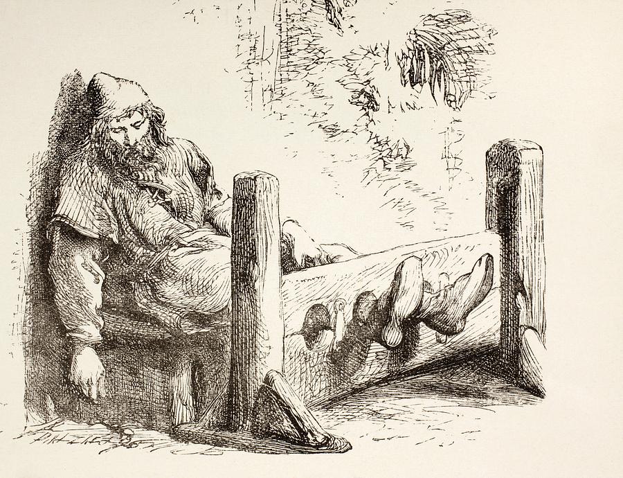 Man Drawing - A Man In Stocks. From The Illustrated by Vintage Design Pics