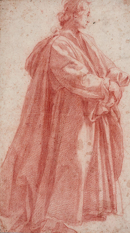 A man standing to right Drawing by Jacopo da Empoli