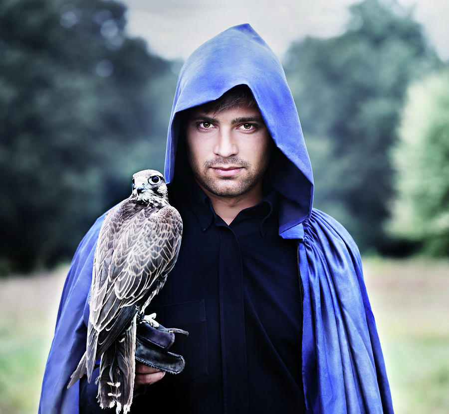 a man with a falcon by Iuliia Malivanchuk Photograph