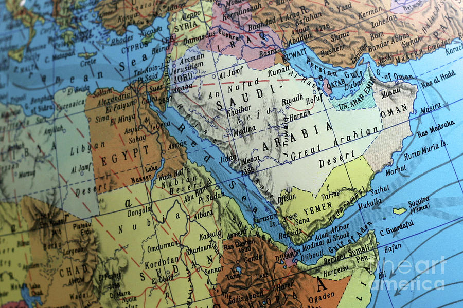 A map of the Middle East Photograph by Orit Allush