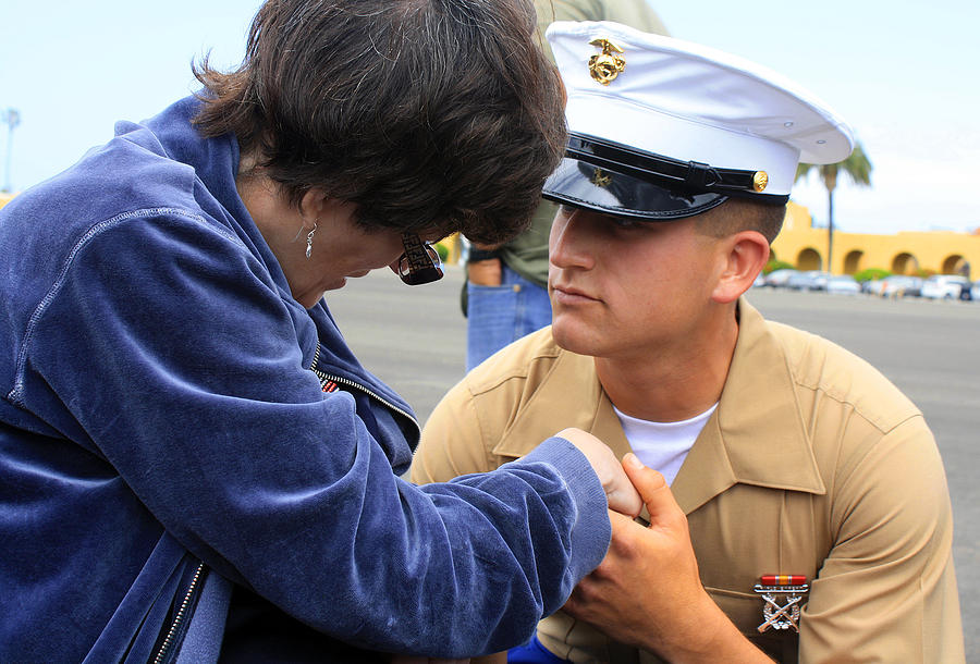 A Marine and his Mother Photograph by Travis Rogers