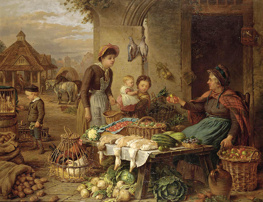 A Market Stall Painting by Henry Charles Bryant