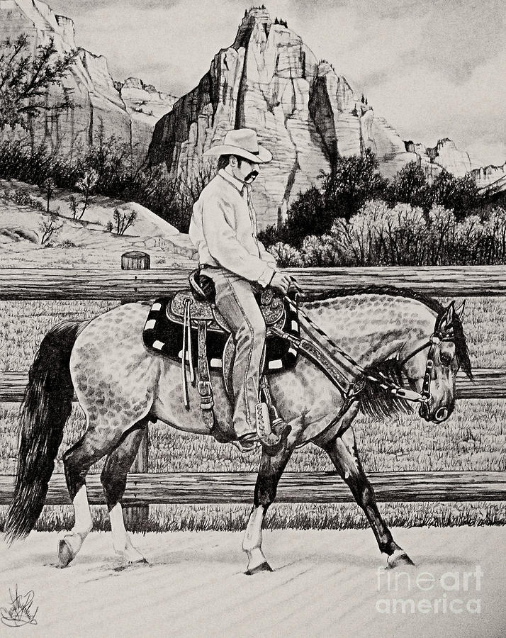 Quarter Horse Show Drawing By Cheryl Poland