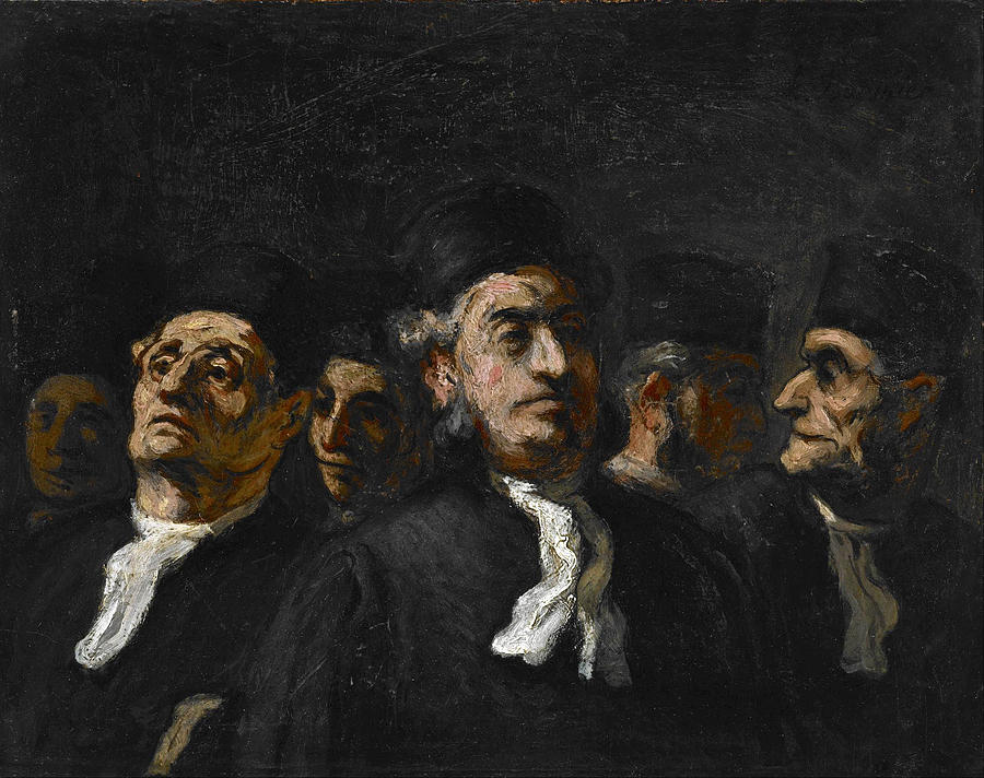 A Meeting of Lawyers Painting by Honore Daumier