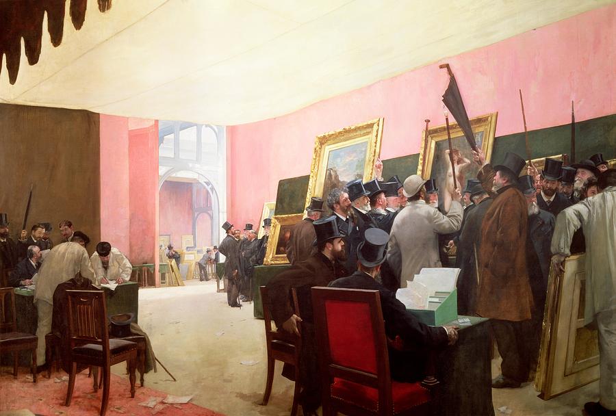 Henri Gervex Painting - A Meeting of the Judges of the Salon des Artistes Francais by Henri Gervex