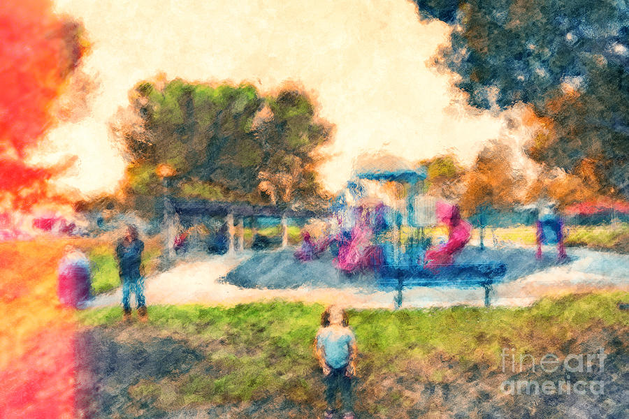 Childhood Digital Art - A Memory at the Park by Davy Cheng