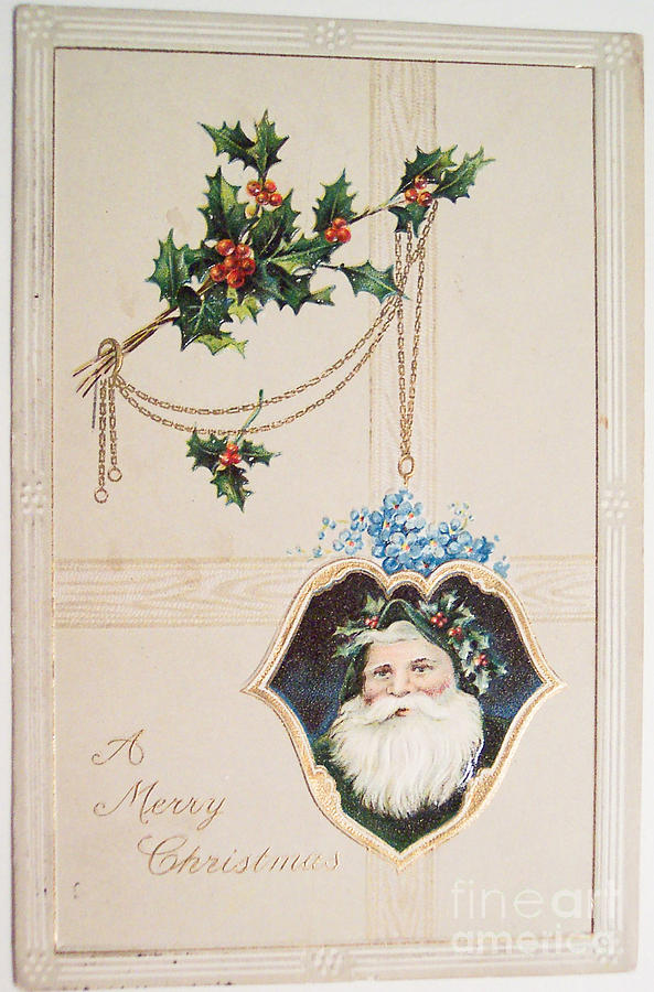 A Merry Christmas vintage greetings from Santa Claus Painting by Vintage Collectables