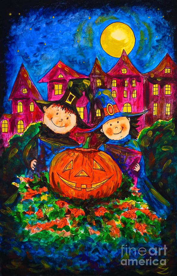 A Merry Halloween Painting by Zaira Dzhaubaeva