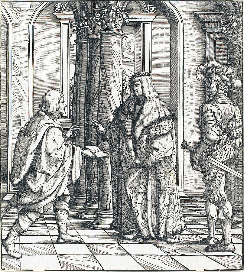 White King Drawing - A Message Concerning the White Kings Marriage by Hans Burgkmair I