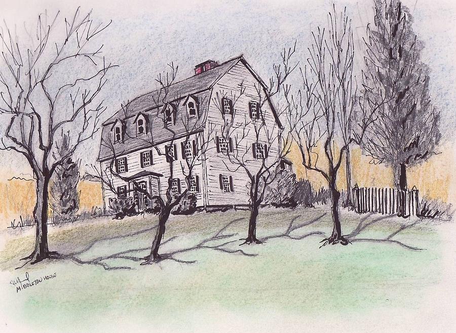 A Middleton MA Gambrel Drawing by Paul Meinerth