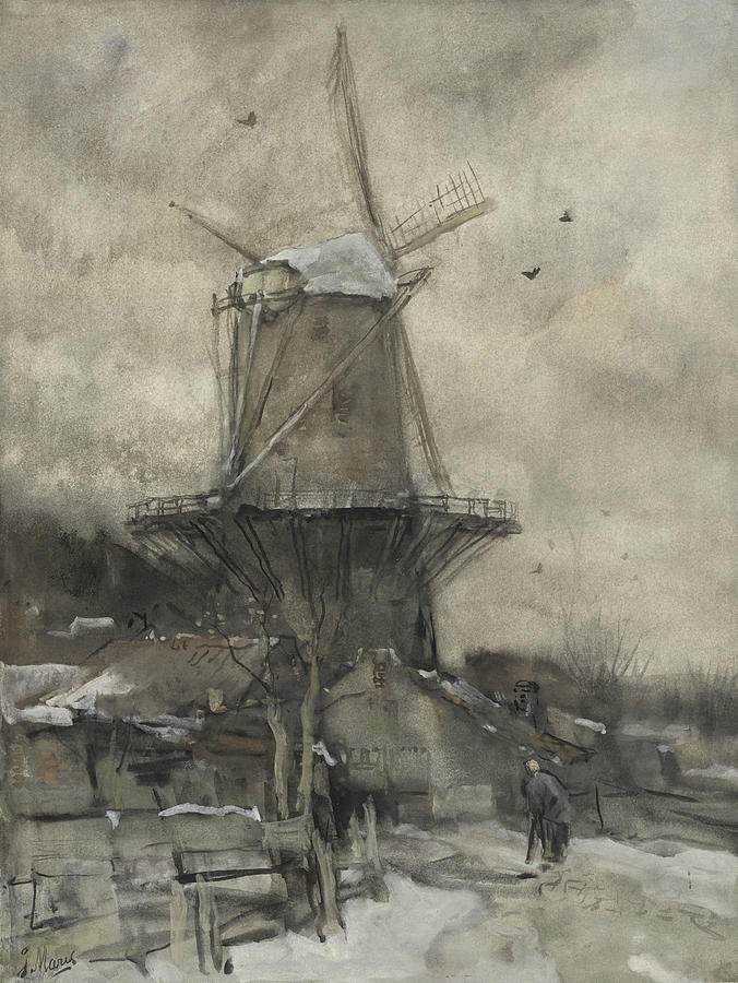 A Mill in Winter Painting by Jacob Maris