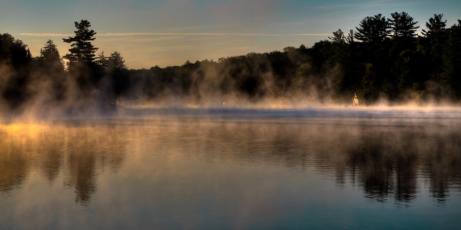 Mountain Photograph - A Misty Morning on Old Forge Pond by David Patterson
