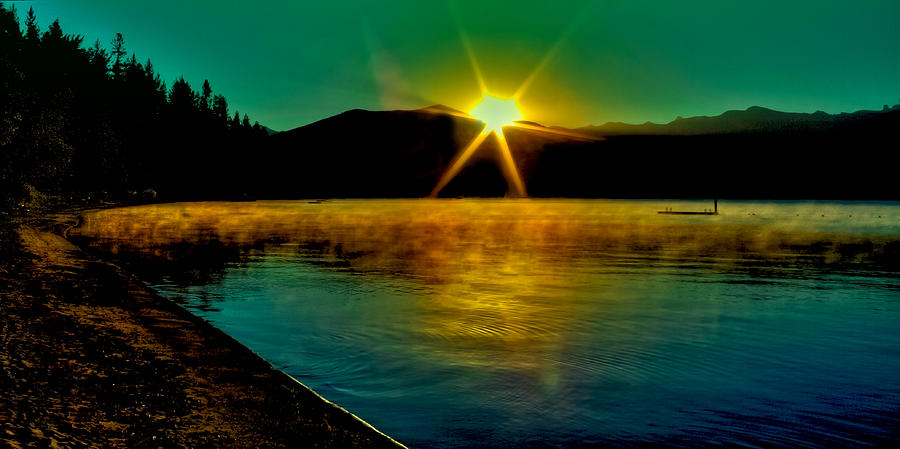 Tree Photograph - A Misty Sunrise on Priest Lake by David Patterson