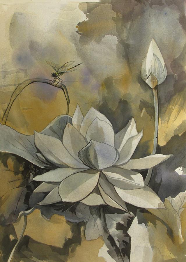 A Moment At The Lotus Pond Painting by Alfred Ng