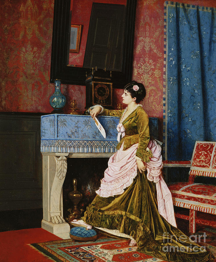 A Moments Reflection Painting by Auguste Toulmouche A Moments Reflection Painting by Auguste Toulmouche