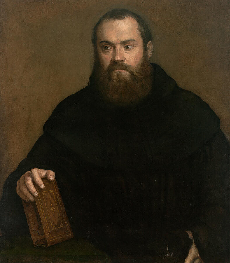 A Monk with a Book, from circa 1550 Painting by Titian