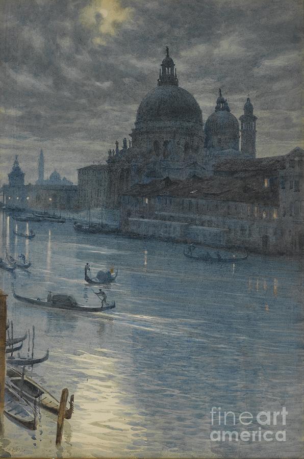Sir Edward John Poynter Painting - A Moonlight Scene, Venice by Celestial Images