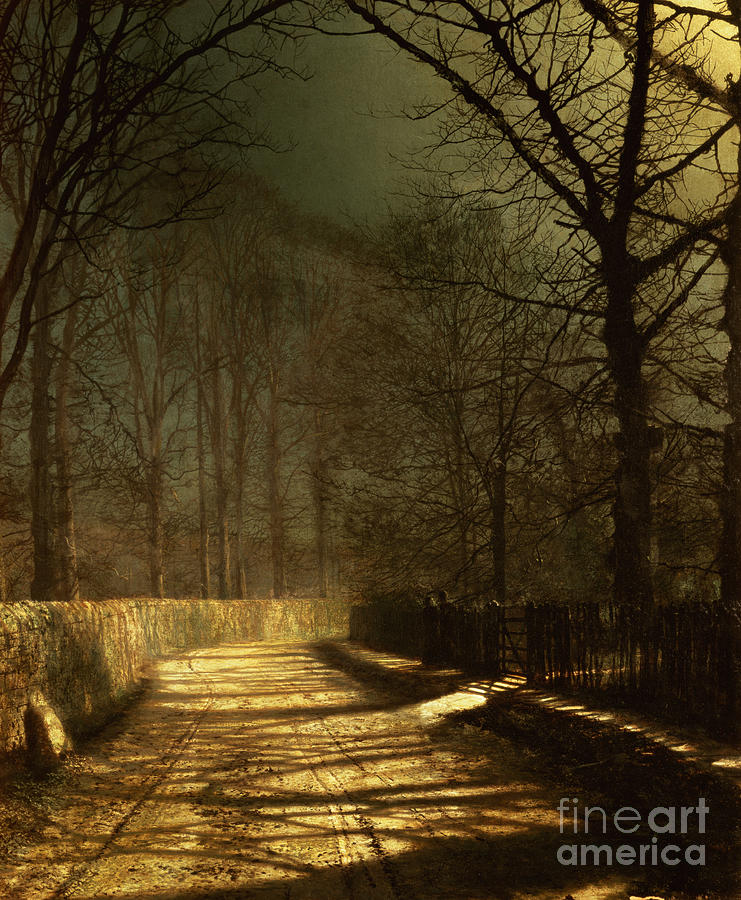 A Moonlit Lane Painting by John Atkinson Grimshaw