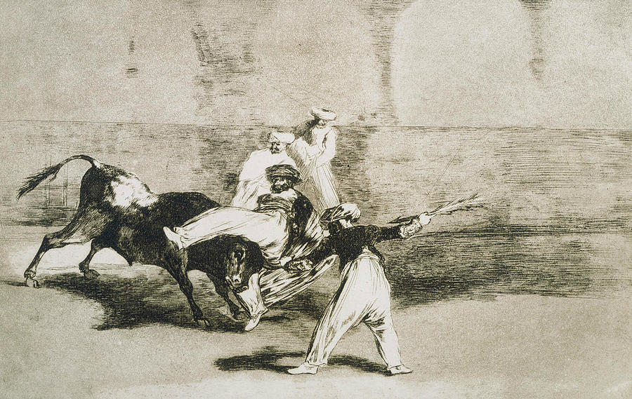 A Moor Caught by the Bull Relief by Francisco Goya