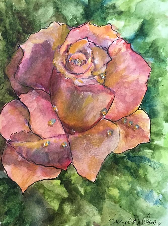 A Morning Rose Painting by Cheryl Wallace