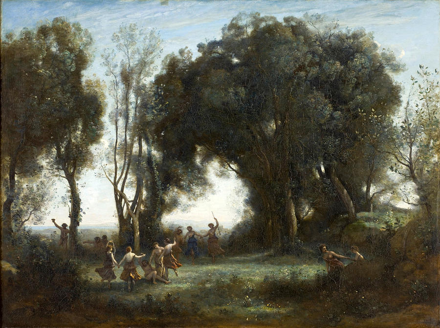 A Morning. The dance of the Nymphs Painting by Jean-Baptiste-Camille Corot