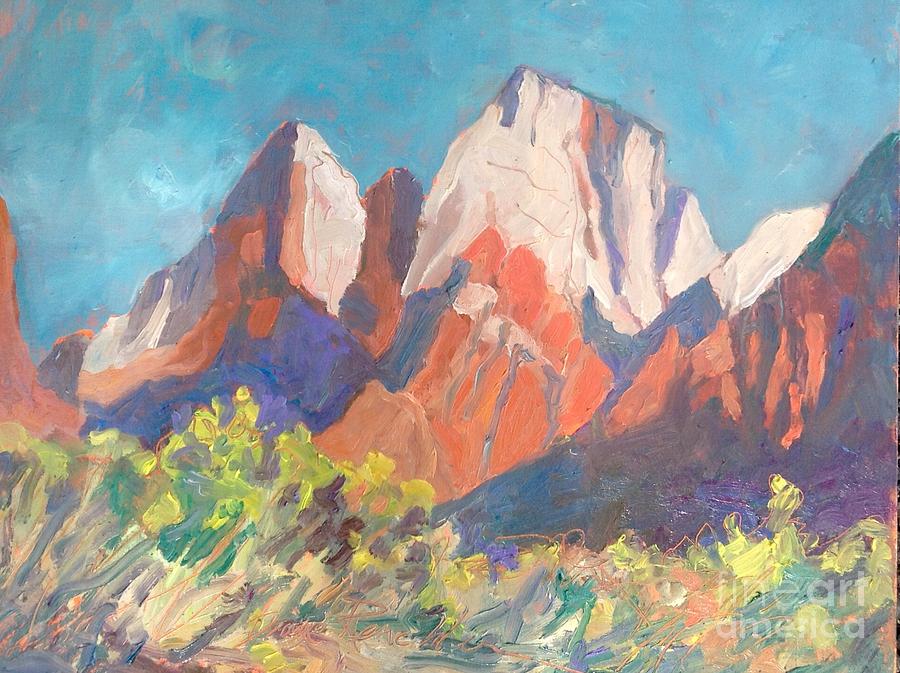 A morning view of Zion Painting by Diane Renchler