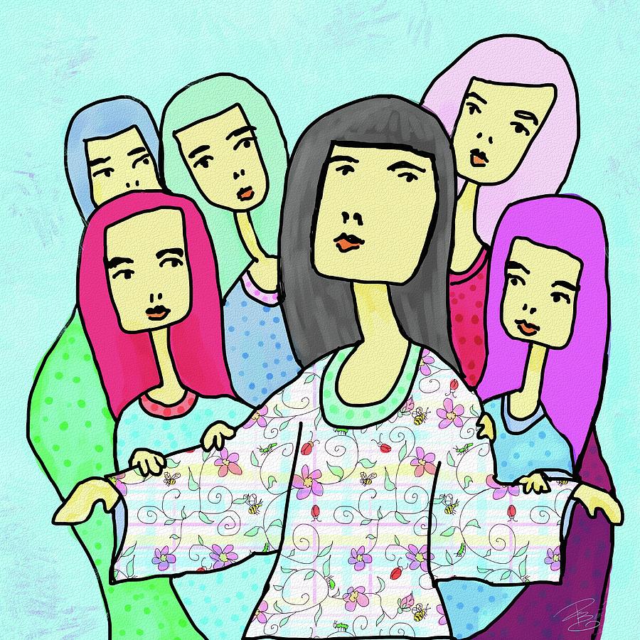 A mother and 5 daughters Digital Art by Debra Baldwin