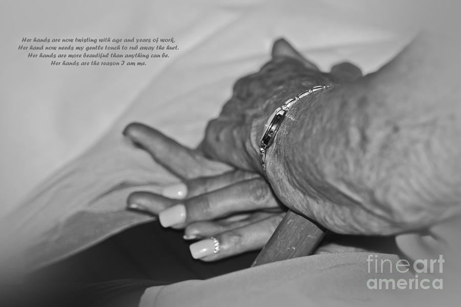 A Mothers Hand monochrome Photograph by Terri Waters