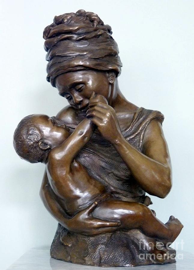 Bronze Sculpture - A Mothers Touch by Bonnie Freireich
