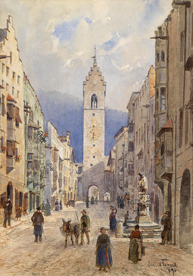 A Motif from Sterzing Drawing by Emil Fenzl