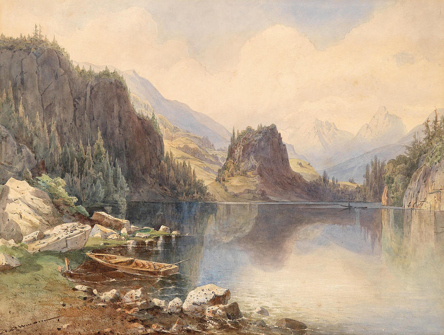 A Mountain Lake Drawing by Anton Altmann the Younger