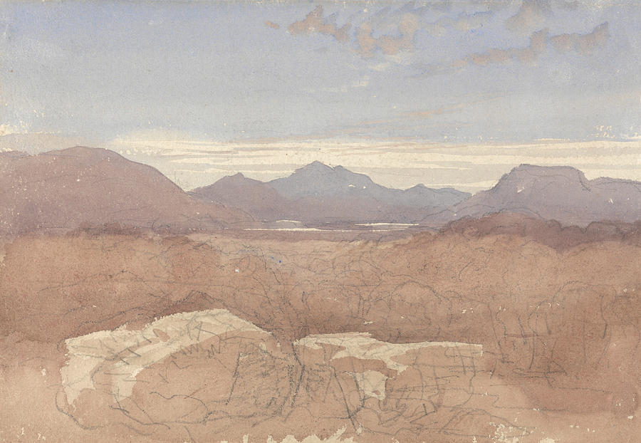 A Mountainous View, North Wales Painting by David Cox