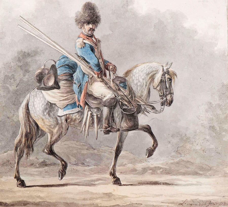 A mounted cavalryman Drawing by Dirk Langendijk