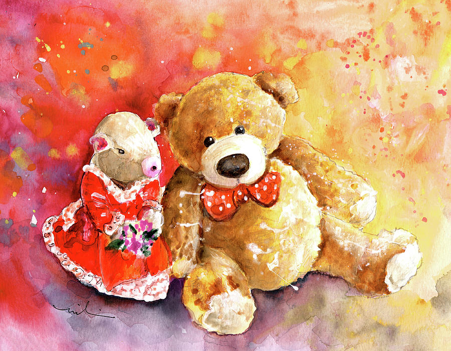 A Mouse And A Bear In Love Painting by Miki De Goodaboom