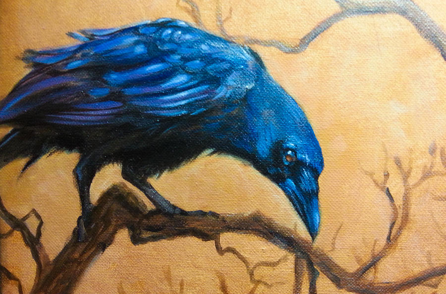 A Murder of Crows Detail Painting by Michele Sommers