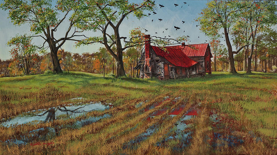 Bird Painting - A Murder of Crows by Peter Muzyka