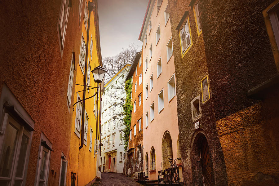 Vintage Photograph - A Narrow Street in Salzburg  by Carol Japp