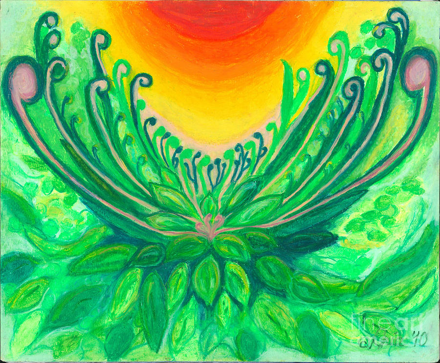Green Painting - A New Beginning by Ania M Milo