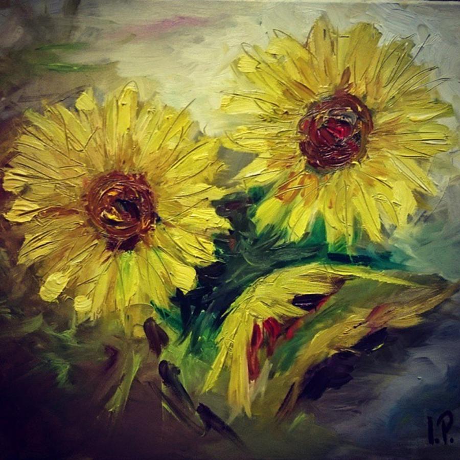 Flower Photograph - Sunflowers_oil painting by Ivana Pacer