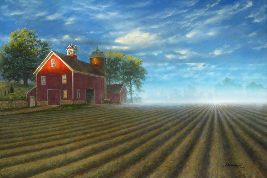 Corn Field Painting - A New Season by David Henderson