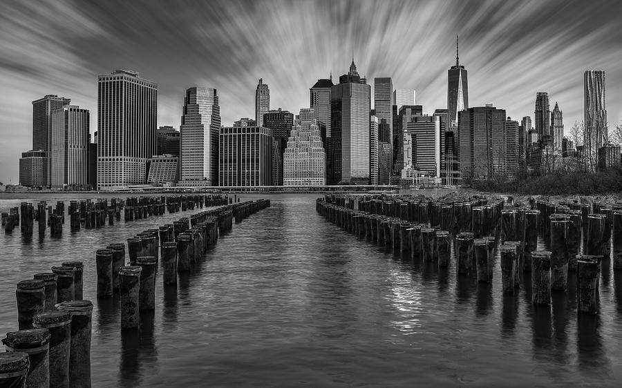A New York City Day Begins BW Photograph by Susan Candelario