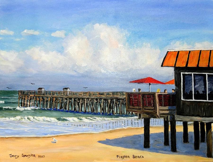 Flagler Beach Florida Painting - A Nice Day on Flagler Beach by Jerry SPANGLER