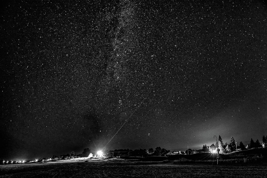 A Night At The Beach 6 bw Photograph by Steve Harrington