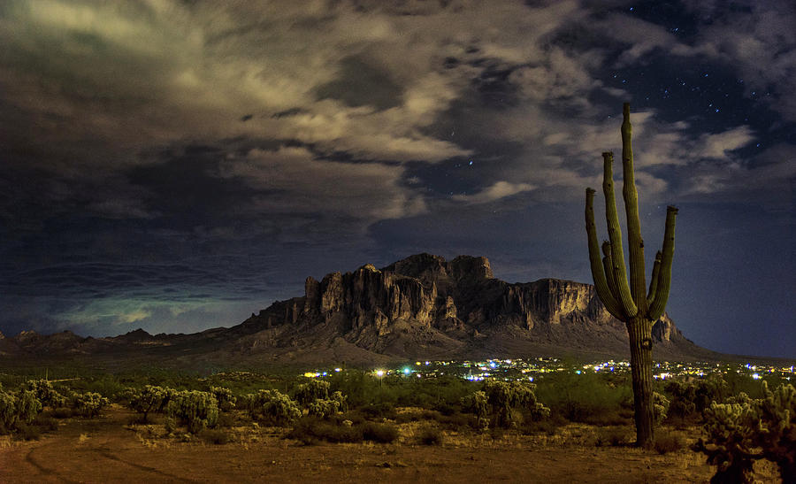 Mountain Photograph - A Night In The Superstitions  by Saija Lehtonen