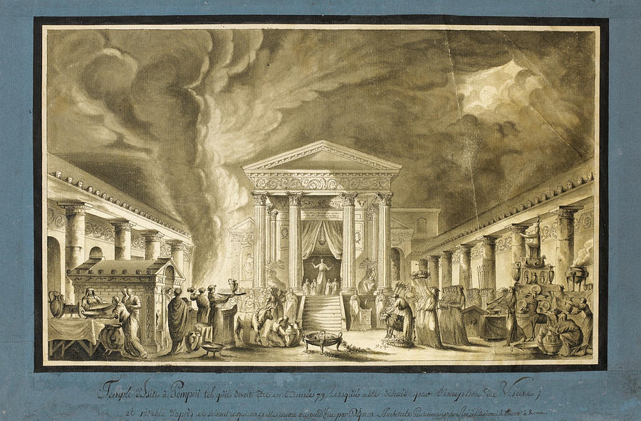A Night-Time Ceremony before the Temple of Isis. Pompeii Drawing by Louis Jean Desprez